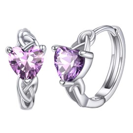 June Birthstone Earrings 925 Sterling Silver Dainty Small Hoops Heart Earrings for Women Trendy