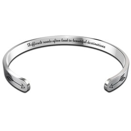 Inspirational Graduation Bracelets Gifts for Women Him Her Friends Female (Difficult roads often lead to beautiful destinations)