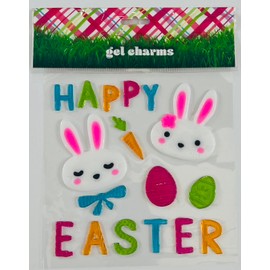 Easter Spring Window Clings Gel Decoration Pack: Colorful Bunnies, Eggs, Flowers, Butterflies, Chicks Assorted Variety (Pack 4)