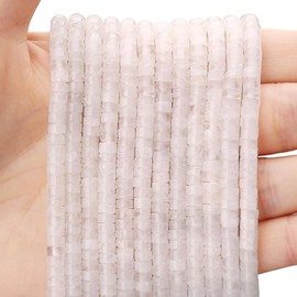 152pcs 4x2mm Genuine White Jade Heishi Disc Rondelle Spacer Stone Semi Precious Gemstone Loose Beads for Jewelry Making 15" A