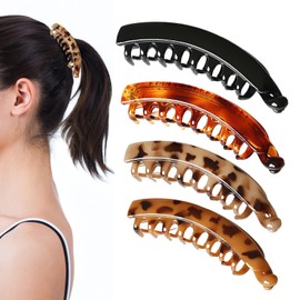 YEJAHY Pack of 4 Banana Clip Hair, Banana Clip, Hair Clips Women Large, Banana Hair Clips Ladies, Ponytail Holder for Women and Girls (A)