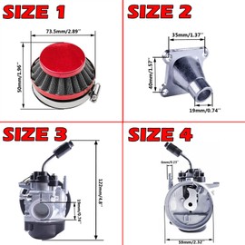 New Olym 2 Stroke Carb Racing Carburetor 49cc 50cc 66cc 70cc 80cc with Air Filter for 2 Stroke Engine Gas Motor Motorized Moto Bike Bicycle Scooter Moped Dirt Bike Red