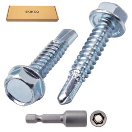 SKIR'CO (Pack of 100) DIN 7504K Galvanised Steel 6.3 x 32mm Screws Self Drilling Tapping Screw Hex Head