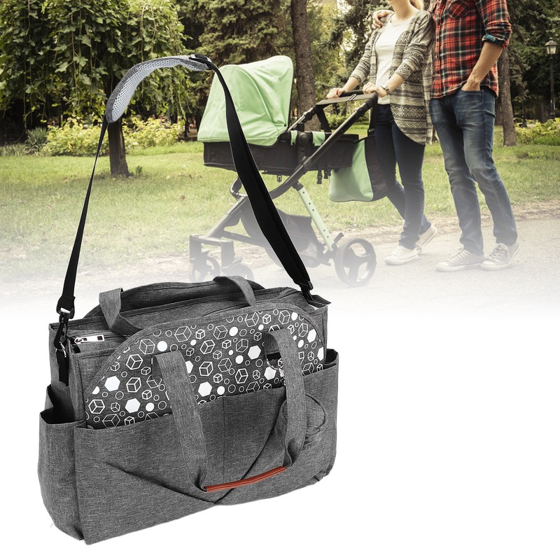 Diaper Bag Large Size Multi Pockets Gray Portable Diaper Tote