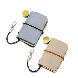 Yitexin 2 Pack 1.9’’x1.3’’in (4.8x3.2cm) Miniature Travelers Notebook, Handmade Tiny Leather Travels Notebook, Vintage Mini Notebook Diary Journal, Pocket Diary (Misty Black+Misty Brown)