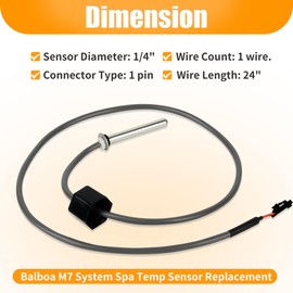 (2 Pcs) Spa Sensor for Balboa, Compatible with Balboa Heater M7 System 32016 30344 30042 30382, 24" Temp/Hi-Limit, 1/4" Diameter, Hot tub Sensor, M7 Sensor