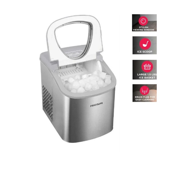 Unbranded Frigidaire Portable Countertop Ice Maker Machine Stainless Steel Scoop