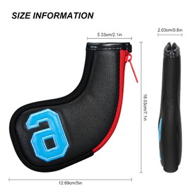 wosofe Golf Head Covers for Iron Headcover with Zipper Black Leather 10pcs Set Colorful Number Embroideried PU Leather Waterproof Fit All Brands (Multicolor)