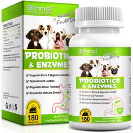 Dog Probiotics for Gut Health, Probiotics for Dogs, Canine Supplements for Digestive and Immunity Support, Gut Health,Yeast Balance, Dog Probiotic and Enzyme Tablets (180 Count)