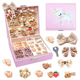 DONGYE Children's Hair Accessories Gift Set, Children's Hair Accessories Gift Box, 90 Piece Premium Set, Girls Birthday Gift, Hair Clip, Hair Tie, Popular, Cute, Holidays, Birthday