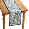 ISAENNE Designer Elegant Linen Table Runner 71 Inches, Blue Flower