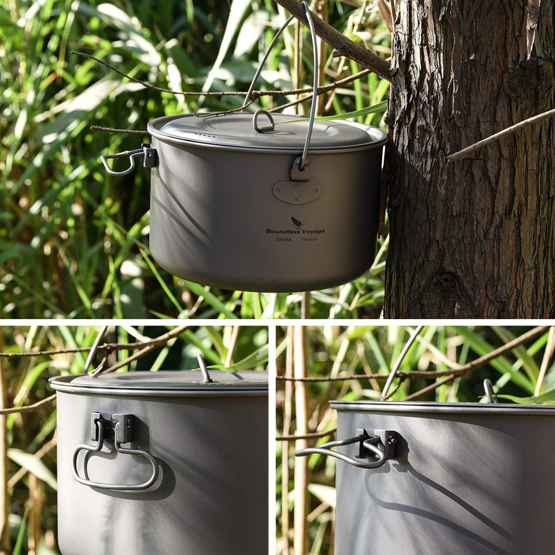 Boundless Voyage 2900 ml Titanium Pot Pan Set with Large