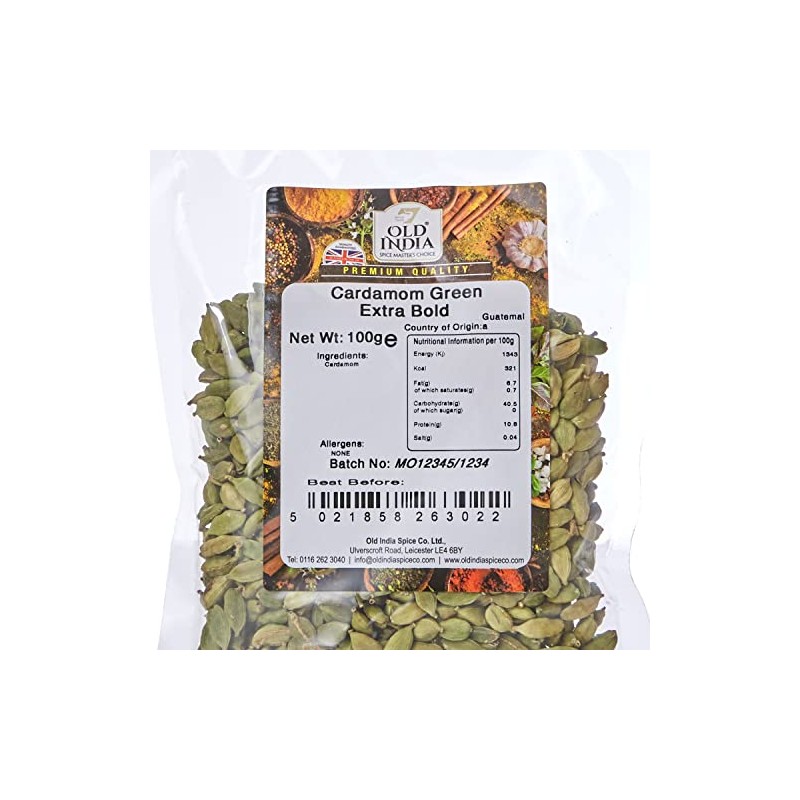 Old India Cardamom Green Extra Bold 100g