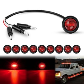 Nilight 3/4Inch Round Marker Light 10PCS Red LED Brake Stop Turn Signal Light 3 Connectors Side Indicator Bullet Clearance Light IP68 Waterproof for Trailer Truck Camper Van Boat Bus