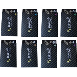 Garfoniex Set of 8 RFID Blocking Sleeves | 8 Credit Card Protector Holders | Identity Theft Protection Secure Sleeves for Men & Women Smart Slim Design Fits Wallet/Purse (Black), Black-8 Pcs,