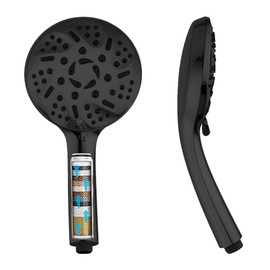 TiDier live 9 Mode Handheld Shower Head, Extra Wide Water Cover High Pressure High Flow with Hard Water Softening Filter, Reduces Dry Itchy Skin, 60" Hose, Water Pads, Adjustable Stand (Matte Black)