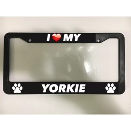 I LOVE MY YORKIE Yorkshire terrier PET PAW DOG DOGS K9 License Plate Frame NEW
