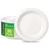 GREENESAGE Rigid 6 inch 50 Pack Disposable Paper White Plates Sugarcane and Compostable Strong Dishes for Picnic Wedding Party BBQ