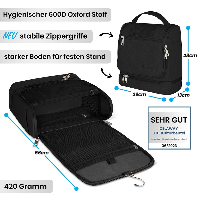 DELAWAY XXL Hanging Toiletry Bag - Premium Quality Toiletry Bag