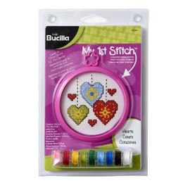 Bucilla My 1st Stitch Mini Counted Cross Stitch Kit, 5.125 by 7.625-Inch, Hearts