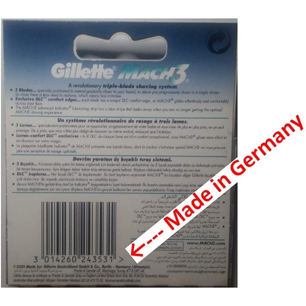 Gillétte Mach 3 Razor Refill Cartridges 10-Count (Packaging may vary)