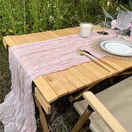 JOALGFDA Camino de Mesa de 13.1 pies/4 Metros de Tela de Queso rústico Transparente , para Boda, Novia, Baby Shower, Fiesta de cumpleaños, decoración de Mesa de Tartas (Rosa Claro, 1)