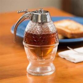 AMZTEMU Honey pot, Honey dispenser drip free, Honey jar, Syrup dispenser, Honey container -Acrylic(200ml)