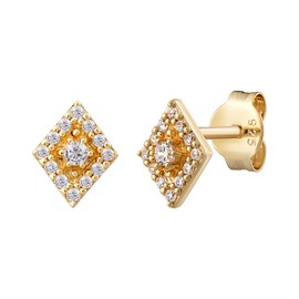 cai 274220219V Women's Stud Earrings 925 Sterling Silver 1.0 cm Shiny Yellow Zirconia, Sterling Silver, Cubic Zirconia