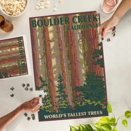 Lantern Press 1000 Piece Jigsaw Puzzle, Boulder Creek, CA, Redwood Forest View