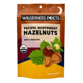 Wilderness Poets, Organic, Pacific Northwest-Grown Hazelnuts - Raw, Whole Nuts with Skins, No Shells (8 Ounce)