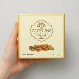 Zaitoune Cashew & Pistachio Baklava Selection Box | Traditional Luxury Honey Pastry | Arabic Dessert with Authentic flavors in Beautiful Packaging | Handmade in Turkey (100 g)