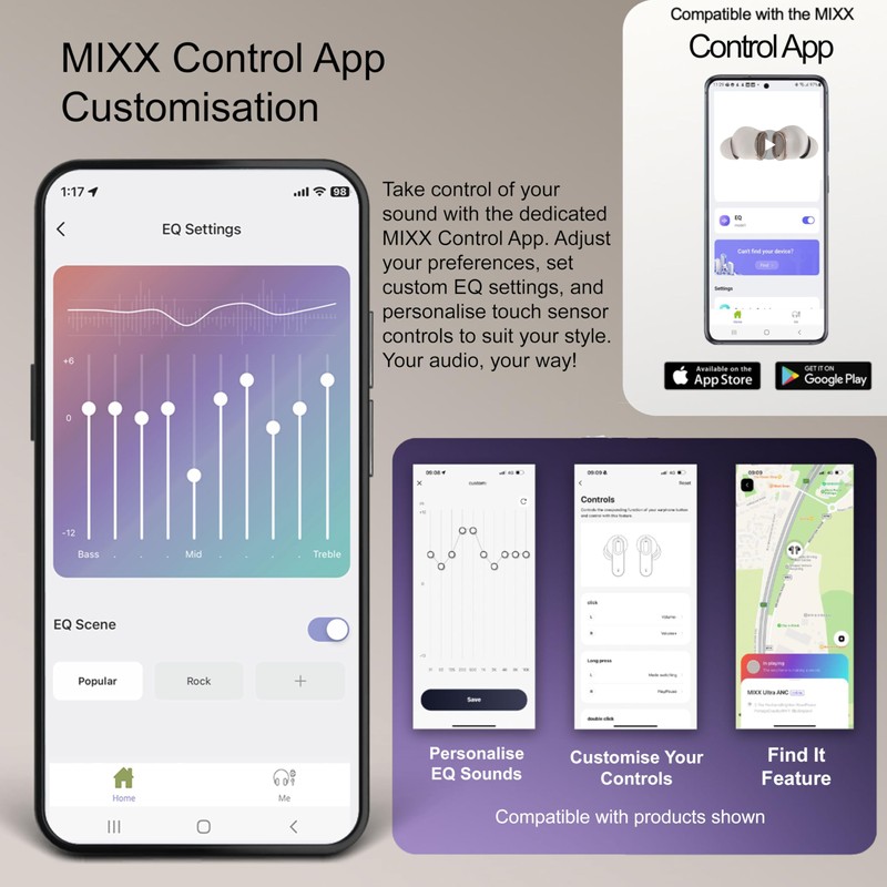 MIXX StreamBuds Custom 1 True Wireless Earbuds – 24hr Battery,