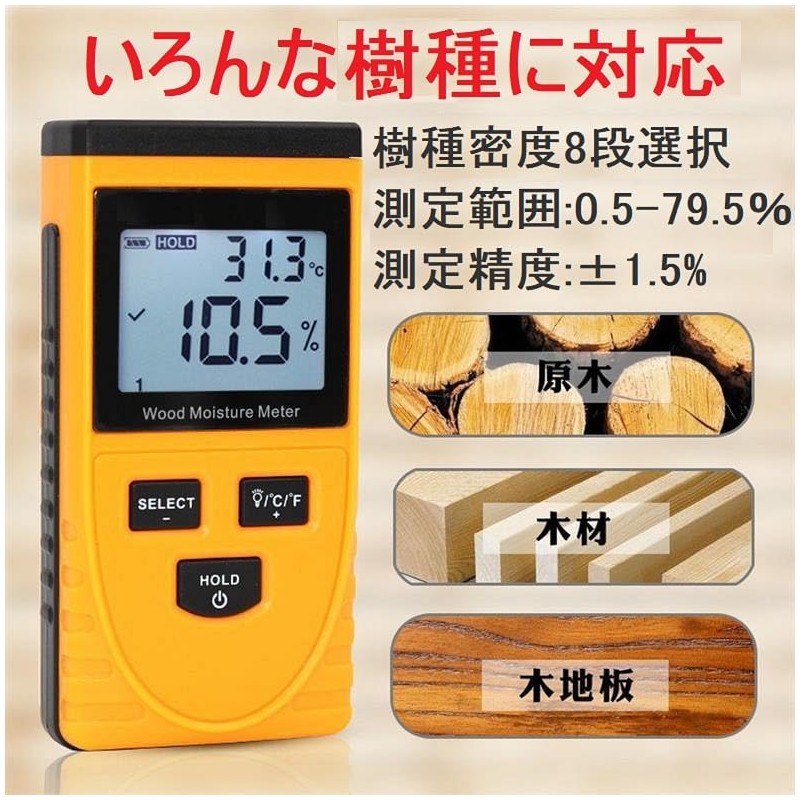 Digital Non-Destructive Wood Moisture Meter with Japanese Instruction Manual Induction