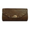 Motorcycle Distressed Brownn PVC Classic Hand Bag withTwist Lock Closure