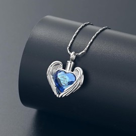 Hearbeingt Heart Cremation Jewelry Crystal Urn Necklace for Ashes Stainless Steel Heart Keepsake Pendant Memorial Urn Jewelry Gifts for Women Men