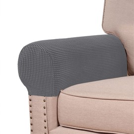 GAMUKAI Stretch Armrest Covers Spandex Jacquard Arm Covers for Chairs Couch Sofa Armchair Slipcovers for Recliner Sofa 2pcs (Grey)
