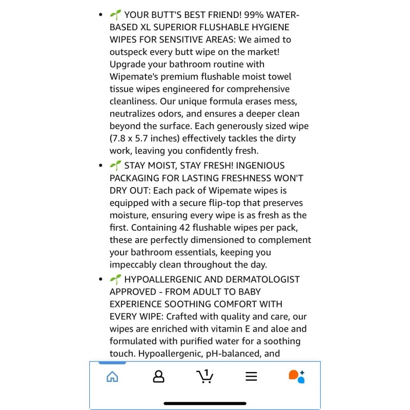 Wipemates Wipemate Flushable Wipes 126 Count Minty Fresh