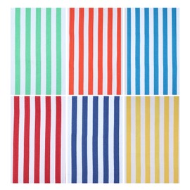 Ashley Mills Cabana Stripe Beach Towels, Pack of 6, Quick Dry, Pool Towels, Lightweight Beach Towel, Sand Proof Soft Beach Accessories, 30 x 60, Assorted Stripes for Men & Women