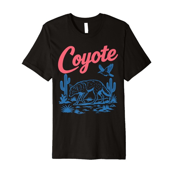 Retro Desert Coyote Graphic Tee Vintage Western Aesthetic Premium T-Shirt