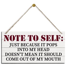 Note to Self Sign, Inspirational Wood Sign, Hanging Printed Wooden Plaque Decor, Funny Wall Decor, Decorative Wooden Wall Sign, Farmhouse Office Decor, Office Wall Art, Motivational Office Decor