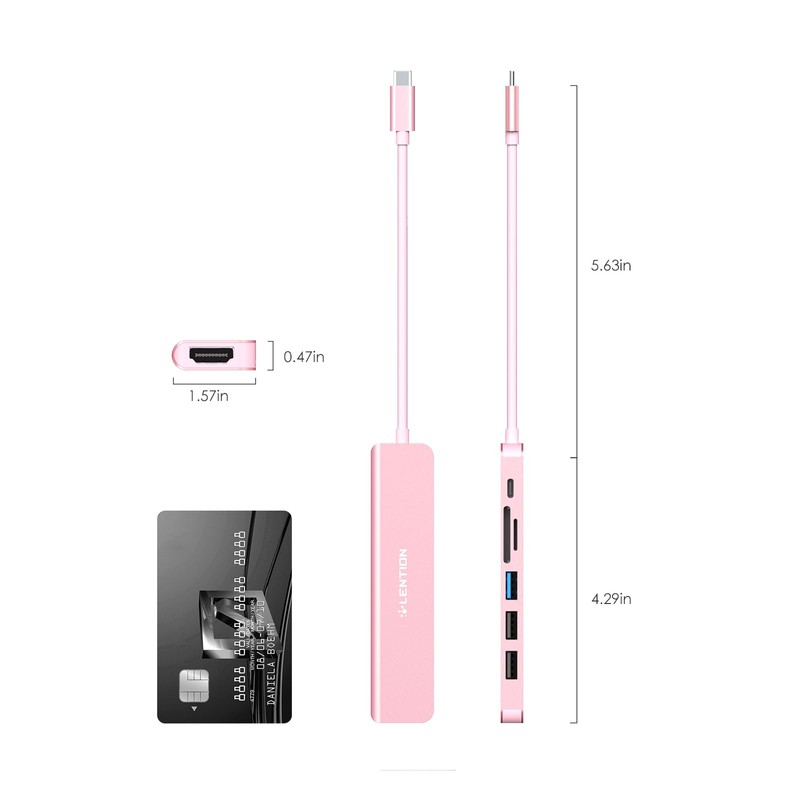 LENTION 6 in 1 USB C Hub with SD/Micro SD