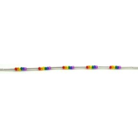 PHS International Liquid Silver Rainbow Tiny Seed Bead Necklace