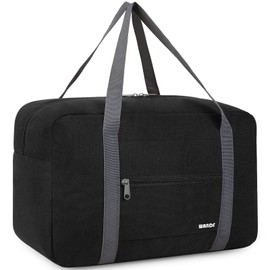 WANDF Small Cabin Bag 40x20x25 for Ryanair Airlines Foldable Underseat Travel Water-Resistant Hand Luggage Holdall Bag Weekend Overnight Bag for Women Men (Black 20L)
