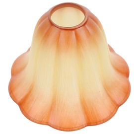 Holibanna Glass Lampshade: Flower Stripe Lampshade Amber Glass Bell Shade Light Bulb Cover for Table Lamp Floor Lamp Wall Sconces for E27 Socket Shades