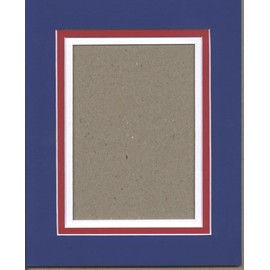 16x20 Patriotic Triple Picture Mat, Bevel Cut for 11x14 Picture or Photo