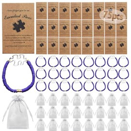 Christmas Gifts for Coworkers, 75pcs Cool Bulk Gifts Team Appreciation Gift for Employees, Friendship Puzzle Piece Bracelets,Thanksgiving Best Team Staff Office Gifts Organize Bags Thank You Cards