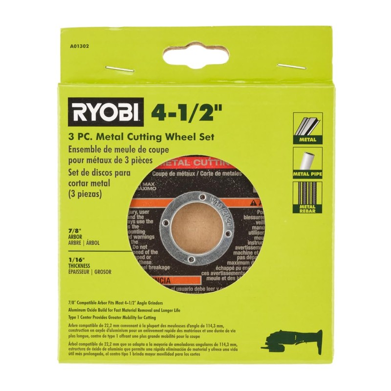 RYOBI 3 PC. 4-1/2" Metal Cutting Wheel Set 3 Pack