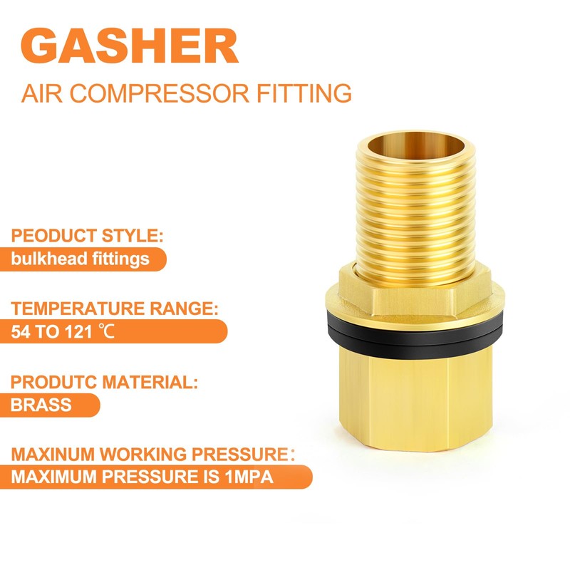 GASHER 2 pieces brass 1/2 inch female 1/2 inch male