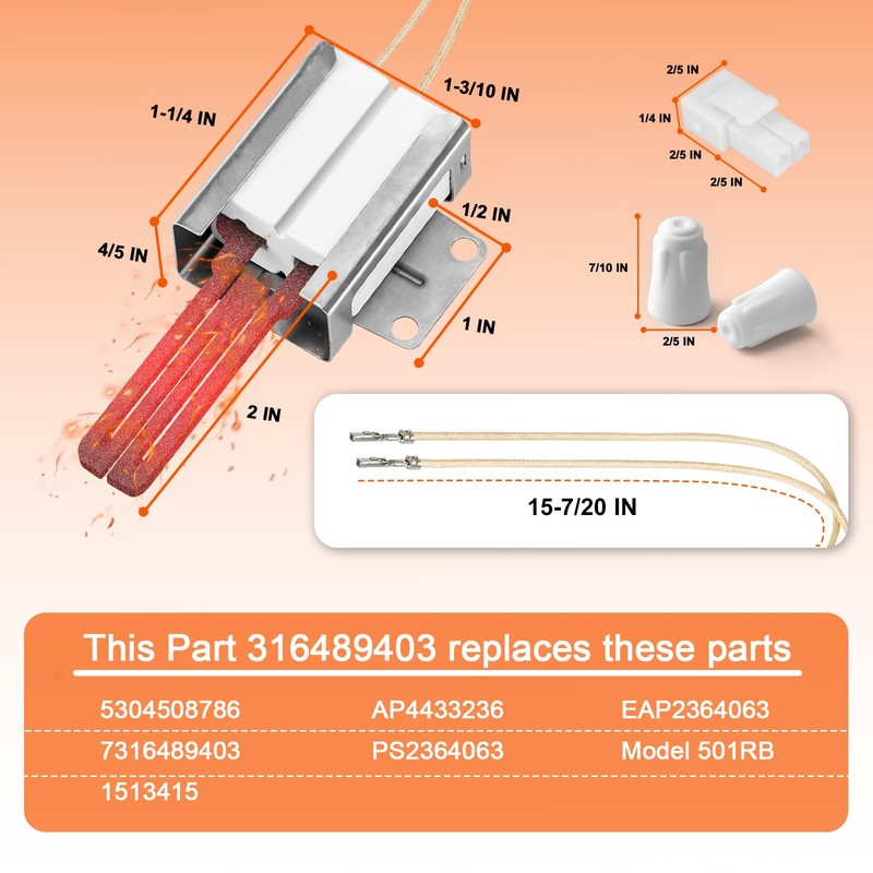 【UPGRADED】316489403 5304508786 Gas Oven Igniter -Model 501RB Igniter Replacement for