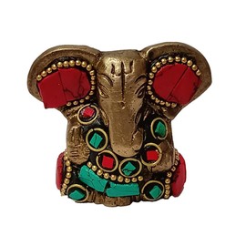 athizay Brass Ganesh Idol with Colour Stone Chip Work – Small Ganesha Figurine for Home Decor & Gifting (4 cm & 6.5 cm Sizes) (2 L x 1.5 W x 4 H cms)